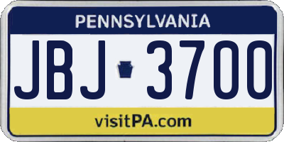 PA license plate JBJ3700