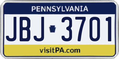 PA license plate JBJ3701