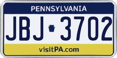 PA license plate JBJ3702