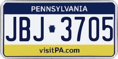 PA license plate JBJ3705