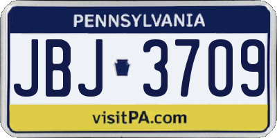 PA license plate JBJ3709