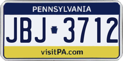 PA license plate JBJ3712