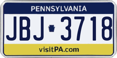 PA license plate JBJ3718