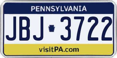 PA license plate JBJ3722