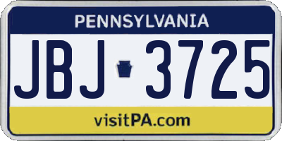 PA license plate JBJ3725