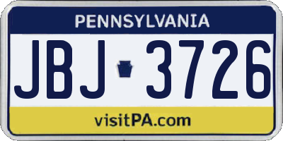 PA license plate JBJ3726