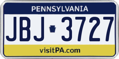 PA license plate JBJ3727