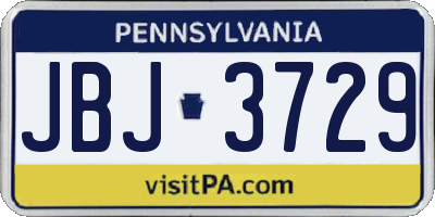 PA license plate JBJ3729