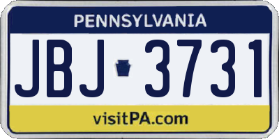 PA license plate JBJ3731
