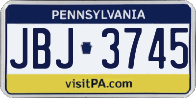 PA license plate JBJ3745