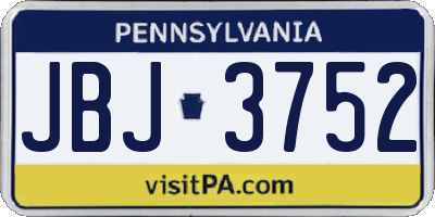 PA license plate JBJ3752