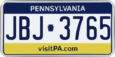 PA license plate JBJ3765