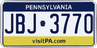 PA license plate JBJ3770
