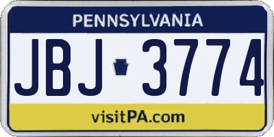 PA license plate JBJ3774