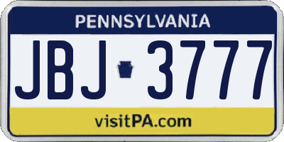 PA license plate JBJ3777