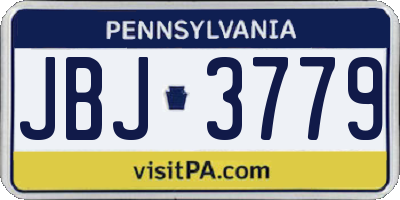 PA license plate JBJ3779