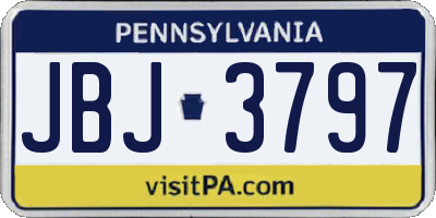 PA license plate JBJ3797