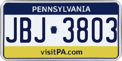 PA license plate JBJ3803