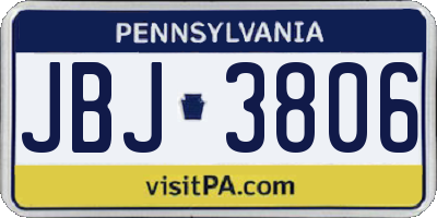PA license plate JBJ3806
