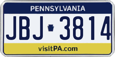 PA license plate JBJ3814