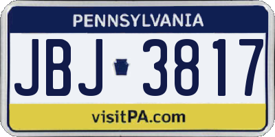 PA license plate JBJ3817