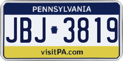 PA license plate JBJ3819