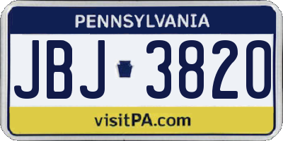 PA license plate JBJ3820