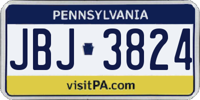 PA license plate JBJ3824