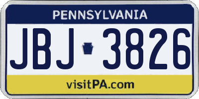 PA license plate JBJ3826