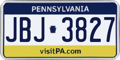 PA license plate JBJ3827