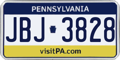PA license plate JBJ3828