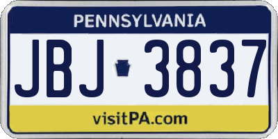 PA license plate JBJ3837