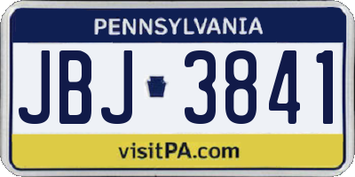 PA license plate JBJ3841