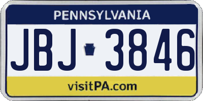 PA license plate JBJ3846