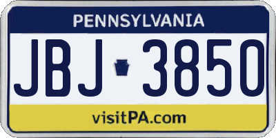 PA license plate JBJ3850