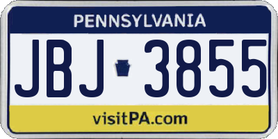 PA license plate JBJ3855