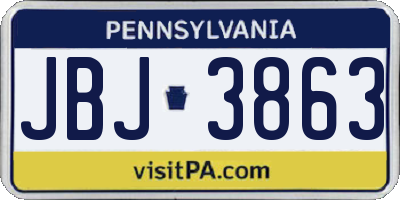 PA license plate JBJ3863