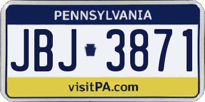 PA license plate JBJ3871