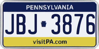 PA license plate JBJ3876