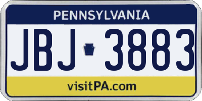 PA license plate JBJ3883