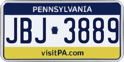 PA license plate JBJ3889