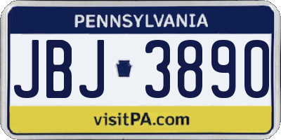 PA license plate JBJ3890