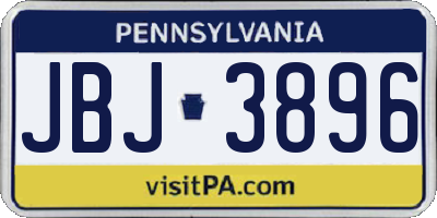 PA license plate JBJ3896