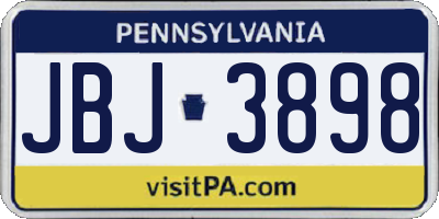 PA license plate JBJ3898