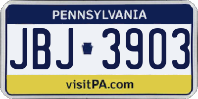 PA license plate JBJ3903