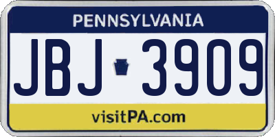 PA license plate JBJ3909