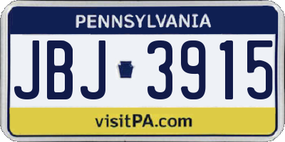 PA license plate JBJ3915