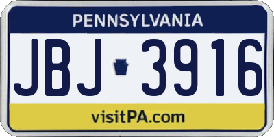 PA license plate JBJ3916