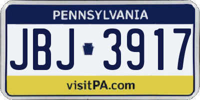 PA license plate JBJ3917