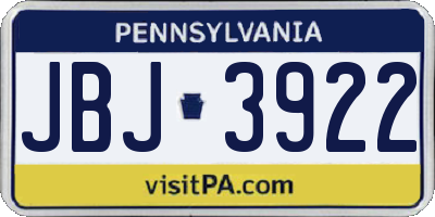 PA license plate JBJ3922